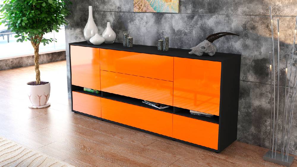 Stil Zeit Möbel Sideboard Floriana, Orange (180x79x35cm) Günstiger Verkauf