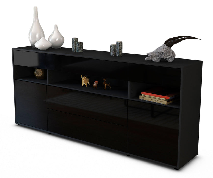 Stil Zeit Möbel Sideboard Floria, Schwarz (180x79x35cm)