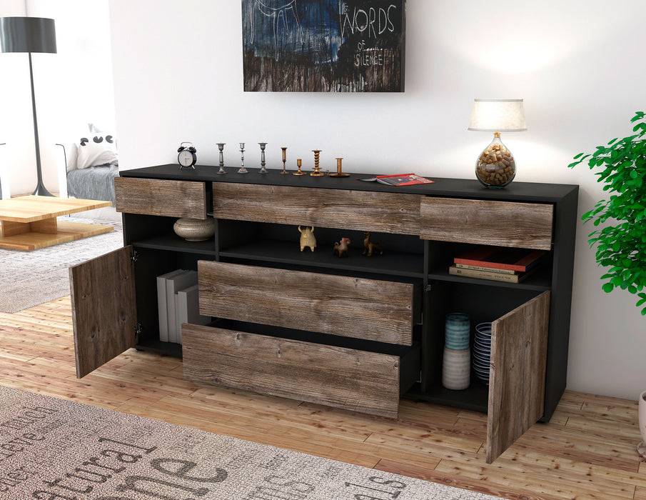 Stil Zeit Möbel Sideboard Floria, Walnuss (180x79x35cm) Kostenloser Versand