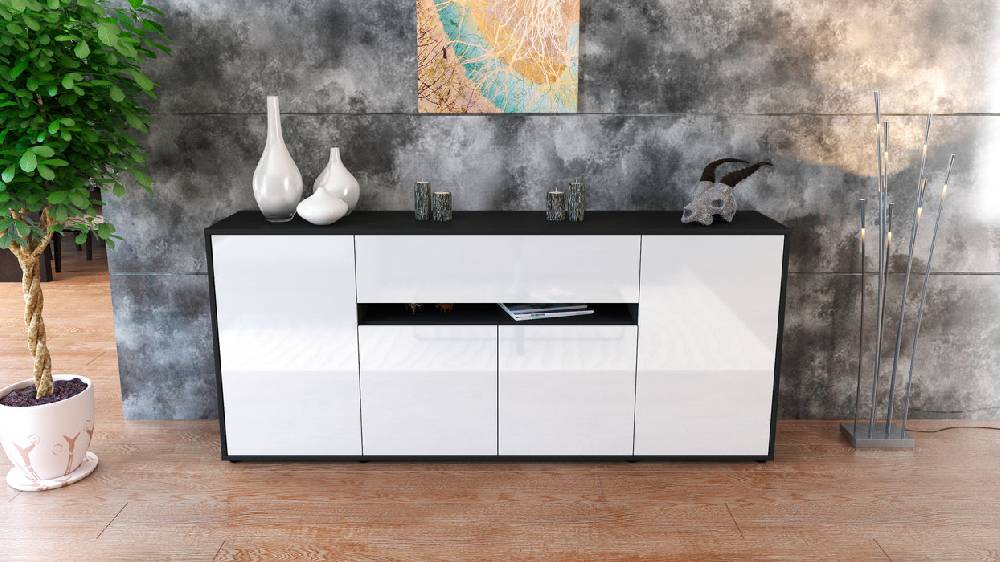 Stil Zeit Möbel Sideboard Flavia, Weiß (180x79x35cm) Fabrik Onlineshop