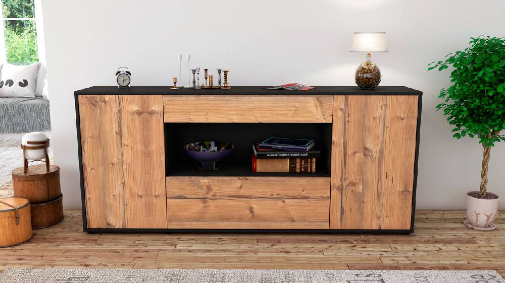 Stil Zeit Möbel Sideboard Fiora, Pinie (180x79x35cm) Sonderangebot