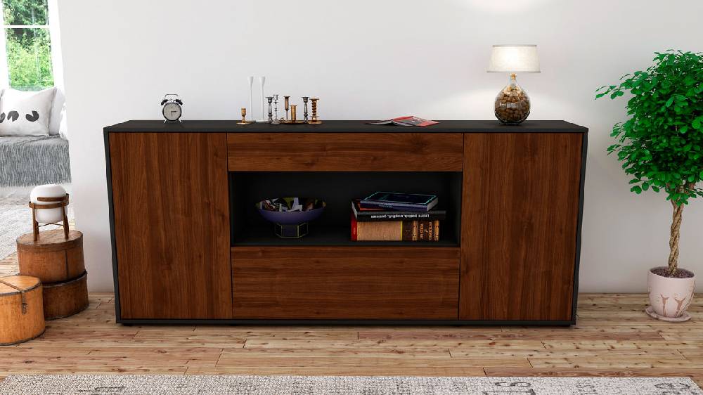 Stil Zeit Möbel Sideboard Fiora, Walnuss (180x79x35cm) Rabatt