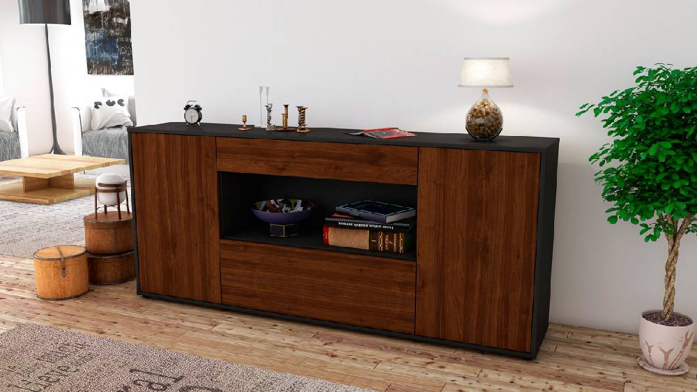 Stil Zeit Möbel Sideboard Fiora, Walnuss (180x79x35cm) Rabatt