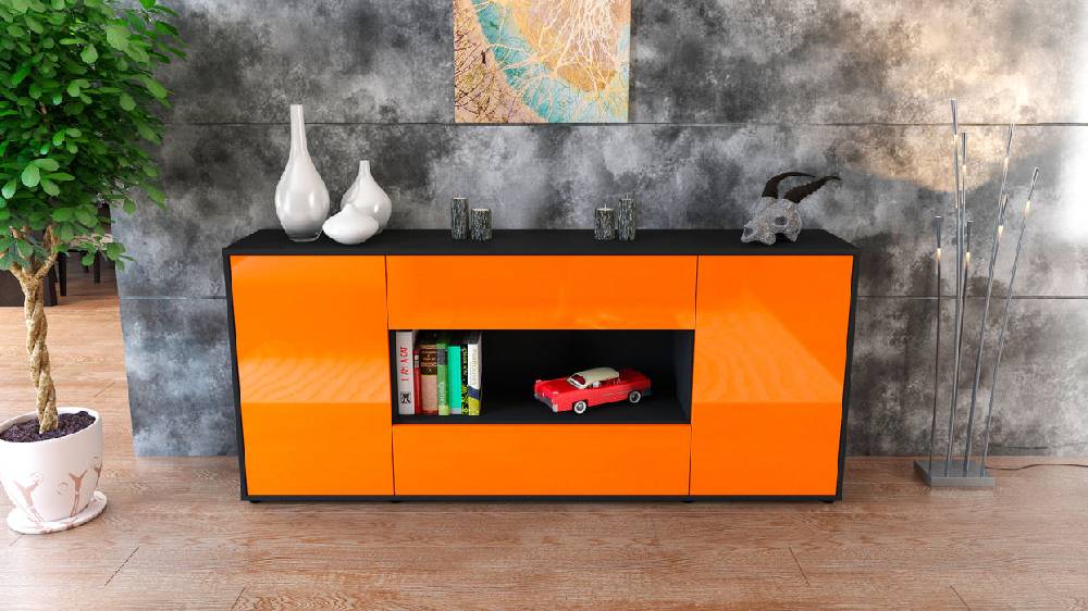Stil Zeit Möbel Sideboard Filomena, Orange (180x79x35cm) Günstig kaufen
