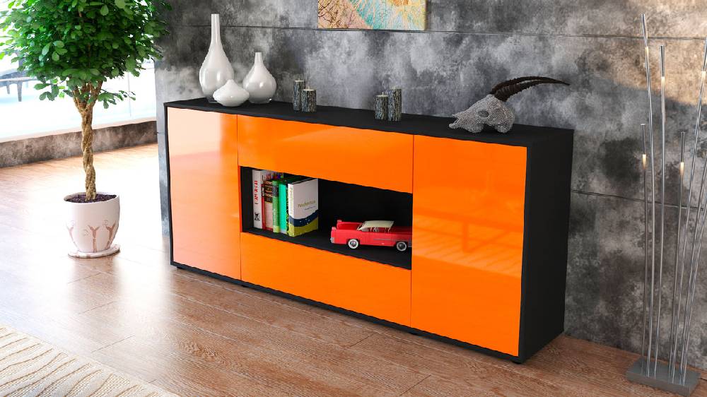 Stil Zeit Möbel Sideboard Filomena, Orange (180x79x35cm) Günstig kaufen