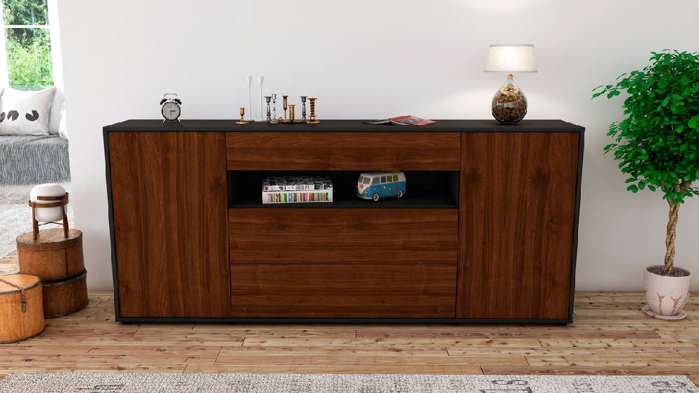 Stil Zeit Möbel Sideboard Filippa, Walnuss (180x79x35cm) Versandkostenfrei