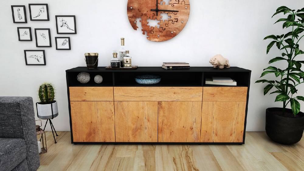 Stil Zeit Möbel Sideboard Ezia, Eiche (180x79x35cm) Online Shopping