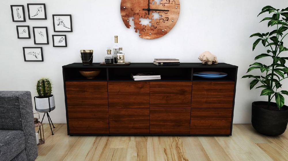 Stil Zeit Möbel Sideboard Evita, Walnuss (180x79x35cm) Exklusivangebot