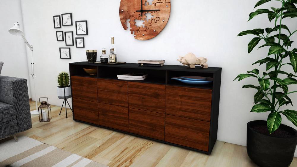 Stil Zeit Möbel Sideboard Evita, Walnuss (180x79x35cm) Exklusivangebot