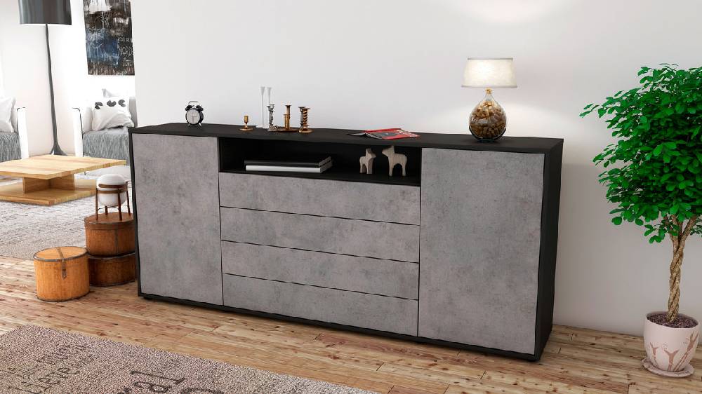 Stil Zeit Möbel Sideboard Enzo, Beton (180x79x35cm) Weihnachtsangebot