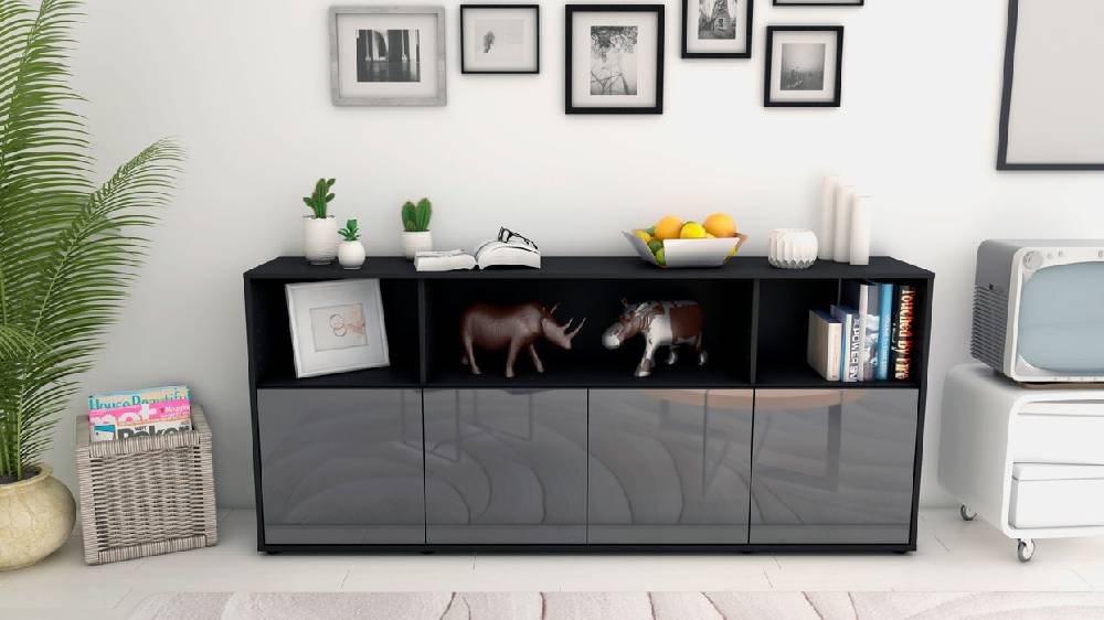 Stil Zeit Möbel Sideboard Enrica, Grau (180x79x35cm) Muttertagsangebot