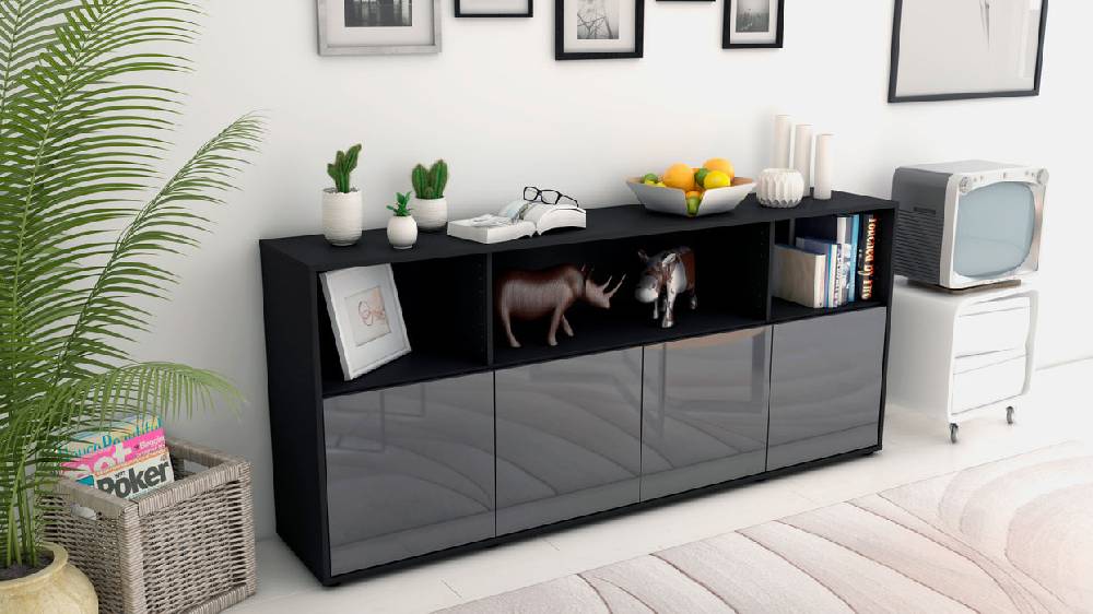 Stil Zeit Möbel Sideboard Enrica, Grau (180x79x35cm) Muttertagsangebot
