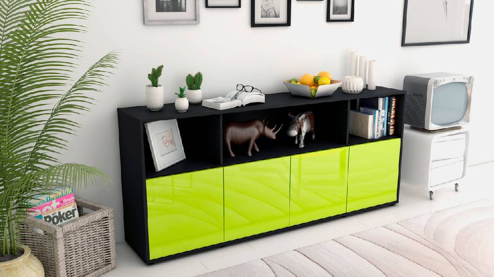 Stil Zeit Möbel Sideboard Enrica, Grün (180x79x35cm) Vatertagsangebot