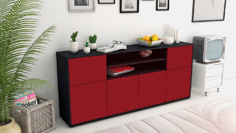 Stil Zeit Möbel Sideboard Emilia, Bordeaux (180x79x35cm) Jubiläumsangebot
