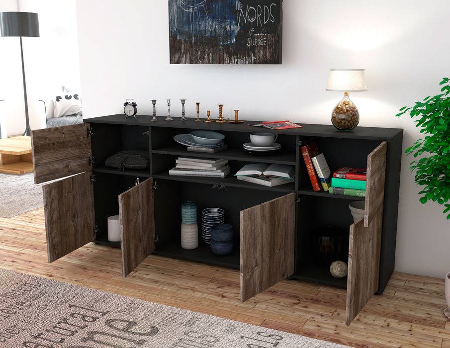 Stil Zeit Möbel Sideboard Emilia, Walnuss (180x79x35cm) Lagerräumung