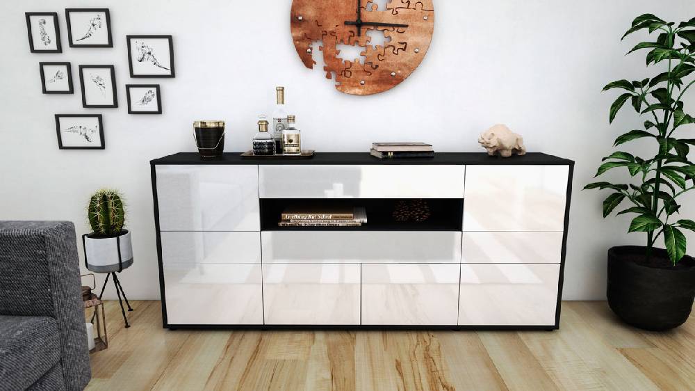 Stil Zeit Möbel Sideboard Emerelda, Weiß (180x79x35cm) Heißer Verkauf