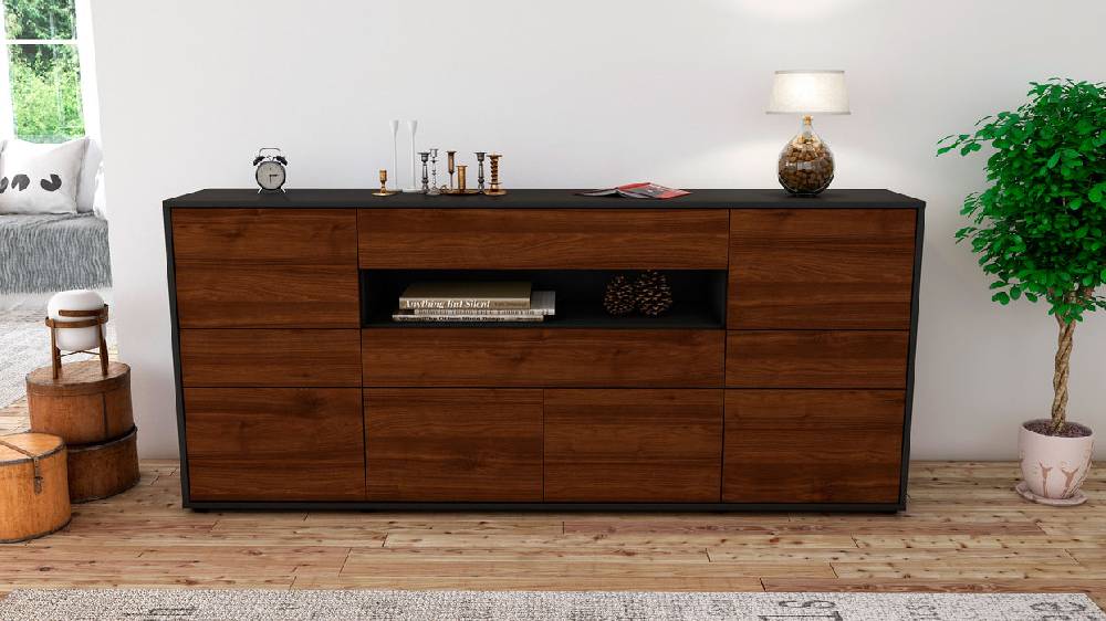 Stil Zeit Möbel Sideboard Emerelda, Walnuss (180x79x35cm) Top Angebot