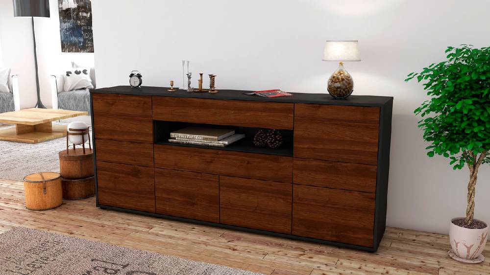 Stil Zeit Möbel Sideboard Emerelda, Walnuss (180x79x35cm) Top Angebot