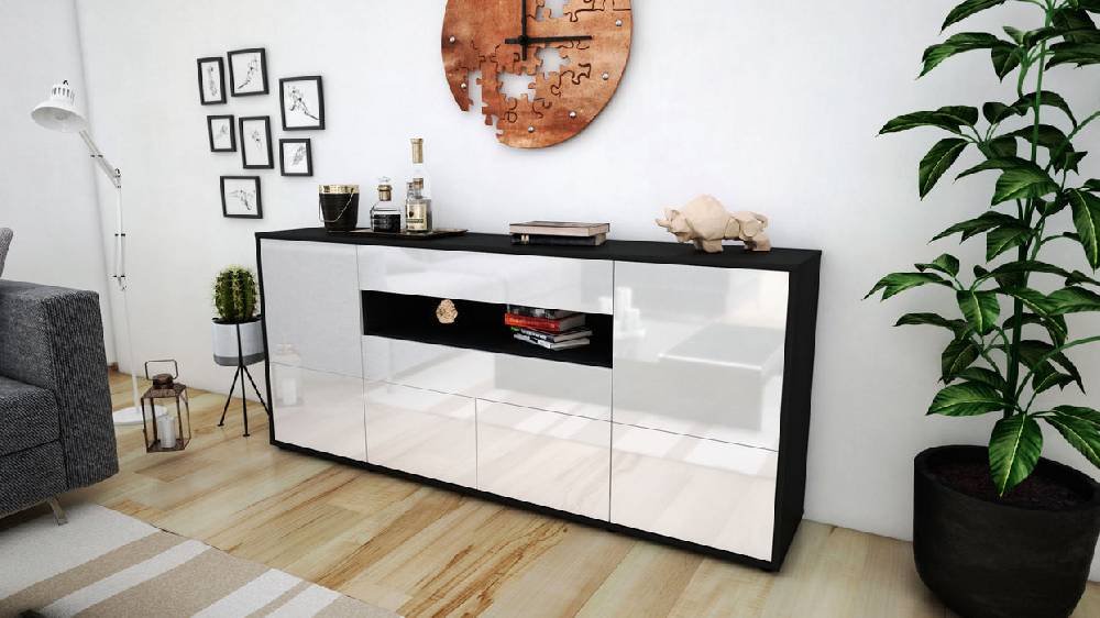 Stil Zeit Möbel Sideboard Emely, Weiß (180x79x35cm) Neueste Mode