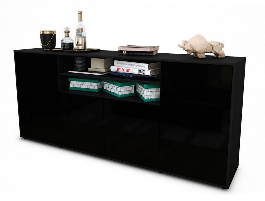 Stil Zeit Möbel Sideboard Elsita, Schwarz (180x79x35cm)