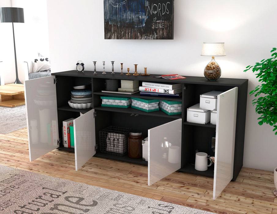 Stil Zeit Möbel Sideboard Elsita, Schwarz (180x79x35cm) Zeitlich begrenztes Angebot