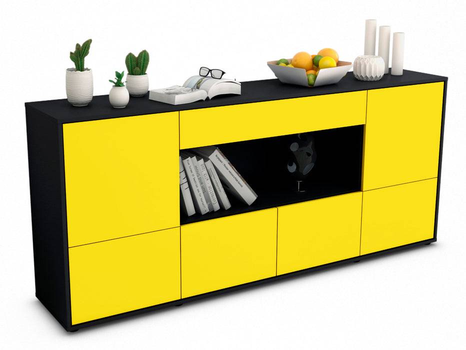 Stil Zeit Möbel Sideboard Elsa, Gelb (180x79x35cm)