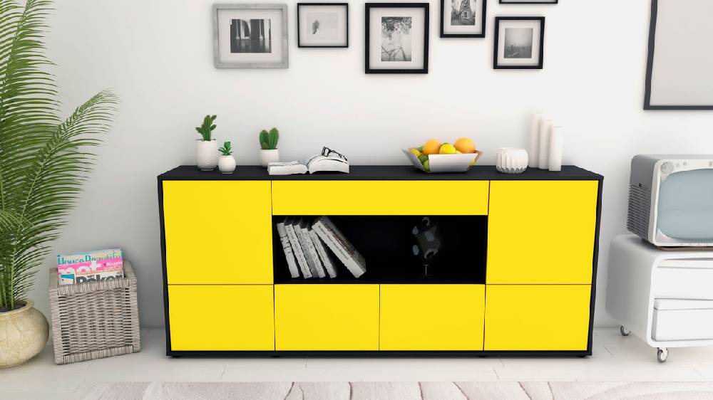 Stil Zeit Möbel Sideboard Elsa, Gelb (180x79x35cm) Blitzangebot