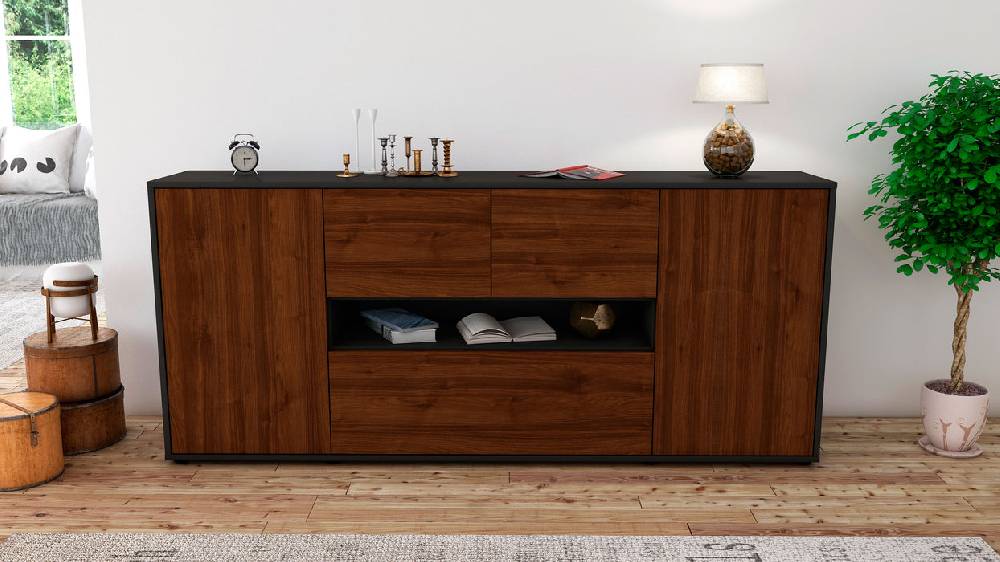 Stil Zeit Möbel Sideboard Elisabetta, Walnuss (180x79x35cm) Neuheiten