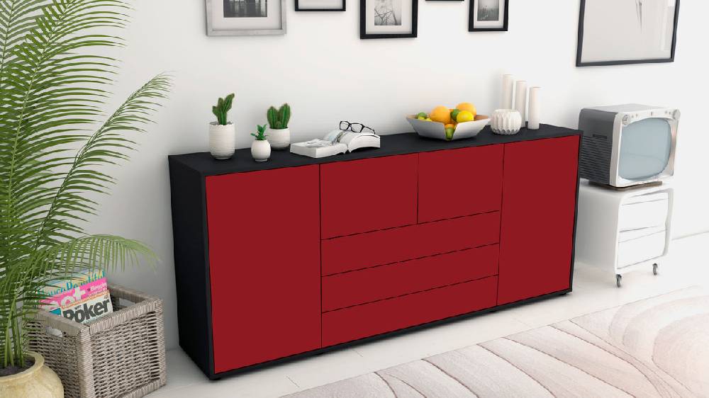 Stil Zeit Möbel Sideboard Eliana, Bordeaux (180x79x35cm) Saisonale Angebote