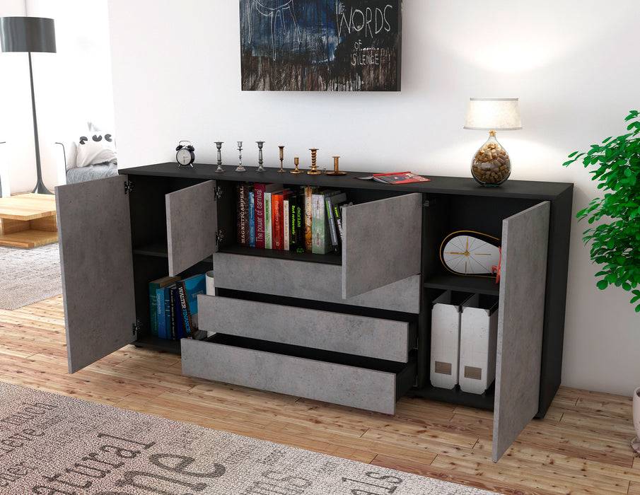 Stil Zeit Möbel Sideboard Eliana, Beton (180x79x35cm) Kauf eins, bekomm eins gratis