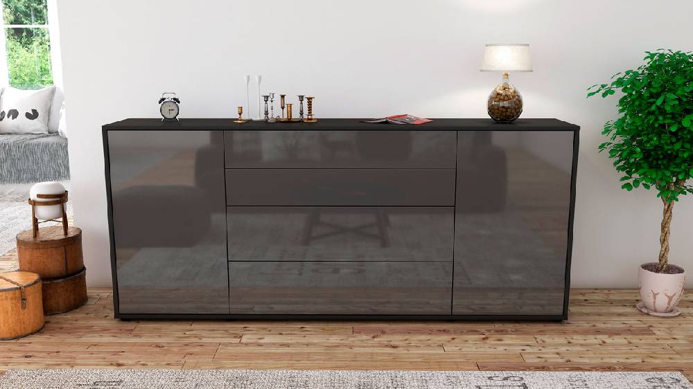 Stil Zeit Möbel Sideboard Elettra, Grau (180x79x35cm) Riesige Ersparnisse