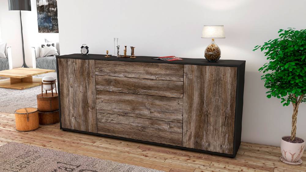 Stil Zeit Möbel Sideboard Elettra, Treibholz (180x79x35cm) Tiefpreis