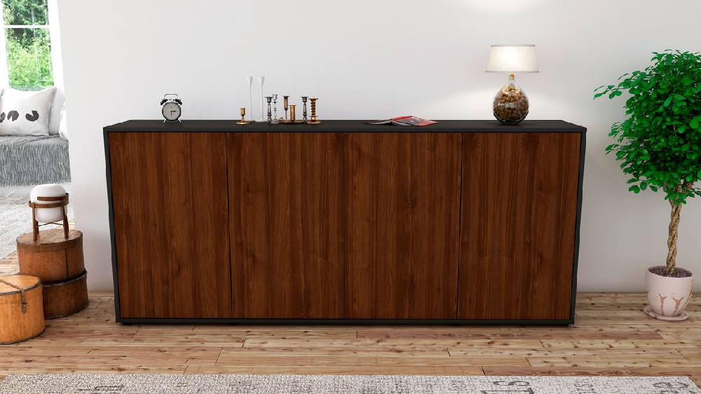 Stil Zeit Möbel Sideboard Elana, Walnuss (180x79x35cm) Super Sparpreis