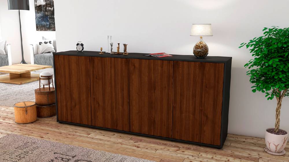 Stil Zeit Möbel Sideboard Elana, Walnuss (180x79x35cm) Super Sparpreis