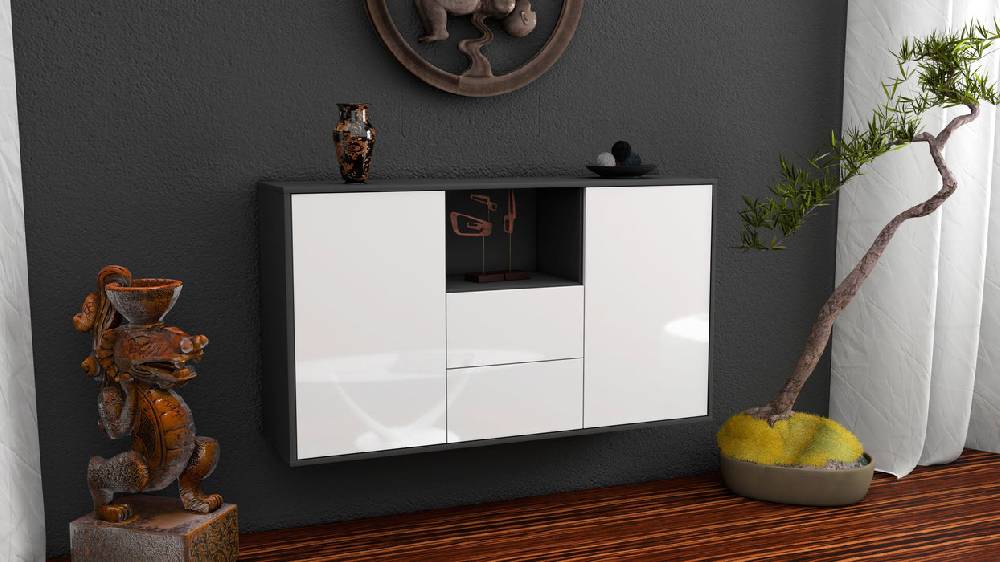 Stil Zeit Möbel Sideboard Port St. Lucie, Weiß, hängend (136x79x35cm) JETZT KAUFEN
