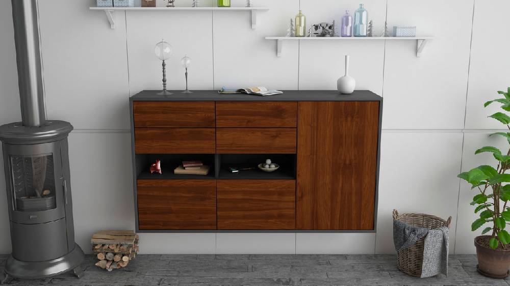 Stil Zeit Möbel Sideboard Santa Rosa, Walnuss, hängend (136x79x35cm) Neueste Stile