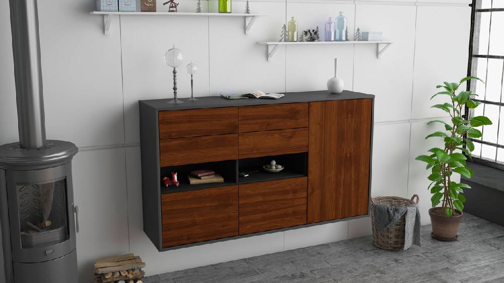 Stil Zeit Möbel Sideboard Santa Rosa, Walnuss, hängend (136x79x35cm) Neueste Stile