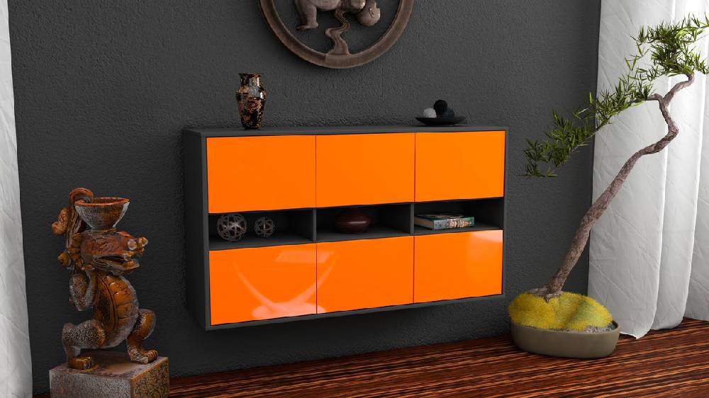Stil Zeit Möbel Sideboard Rockford, Orange, hängend (136x79x35cm) Letzte 2 Tage