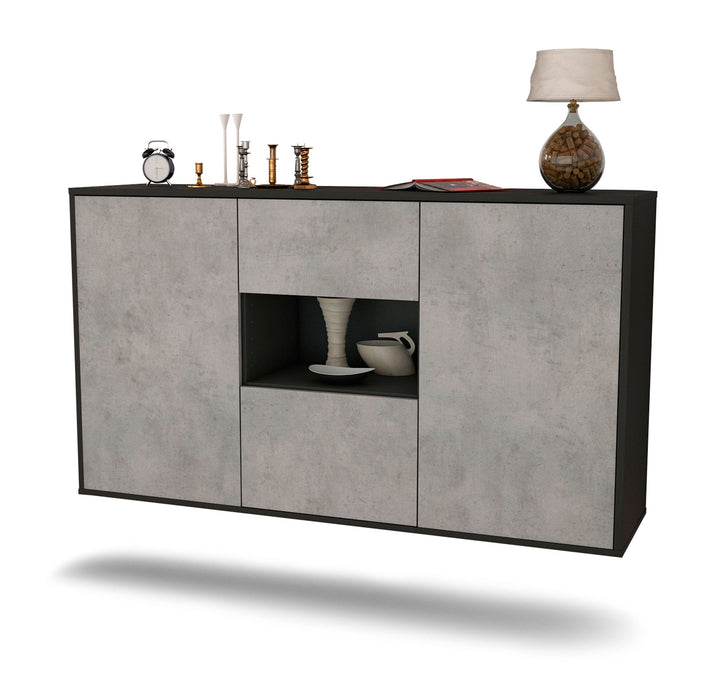 Stil Zeit Möbel Sideboard Tallahassee, Beton, hängend (136x79x35cm)