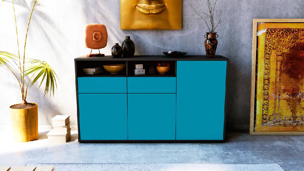 Stil Zeit Möbel Sideboard Editta, Türkis (136x79x35cm) Bis zu 65% Rabatt