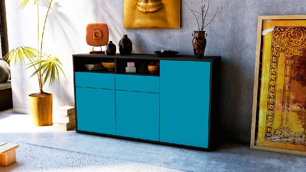 Stil Zeit Möbel Sideboard Editta, Türkis (136x79x35cm) Bis zu 65% Rabatt