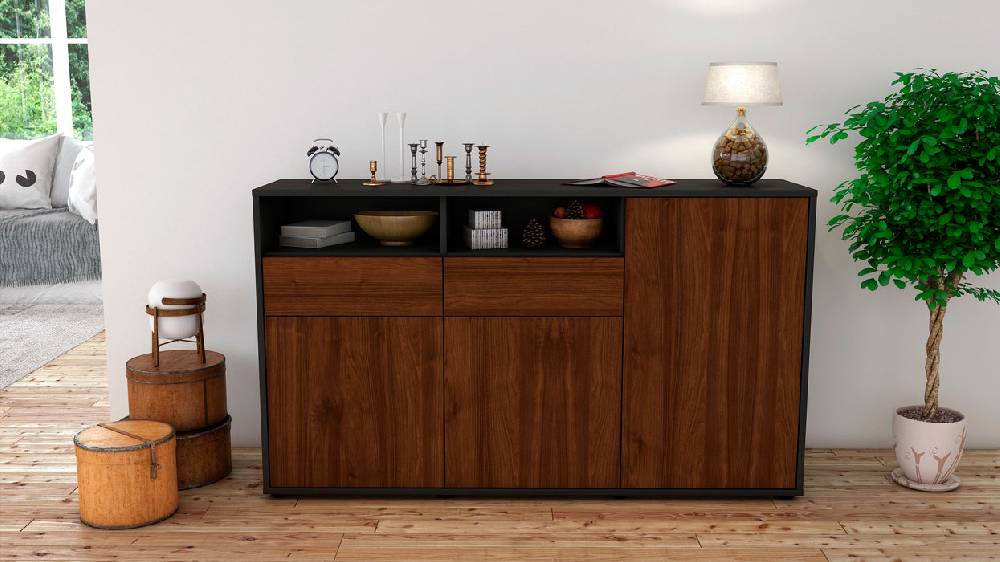 Stil Zeit Möbel Sideboard Editta, Walnuss (136x79x35cm) Nur für heute