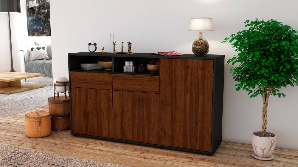 Stil Zeit Möbel Sideboard Editta, Walnuss (136x79x35cm) Nur für heute