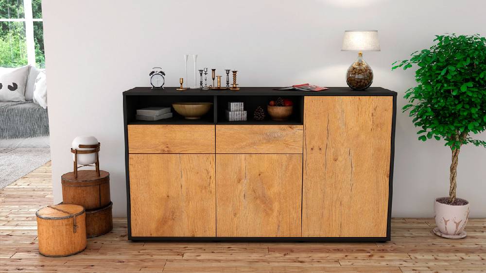 Stil Zeit Möbel Sideboard Editta, Eiche (136x79x35cm) Sonderangebot der Fabrik