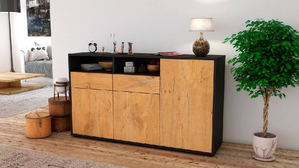 Stil Zeit Möbel Sideboard Editta, Eiche (136x79x35cm) Sonderangebot der Fabrik
