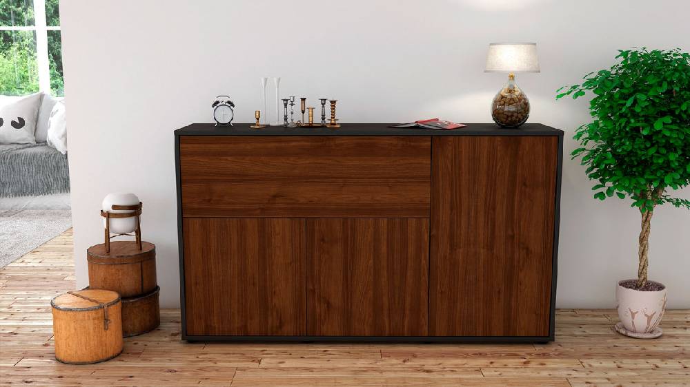 Stil Zeit Möbel Sideboard Edera, Walnuss (136x79x35cm) Bis zu 55% Rabatt