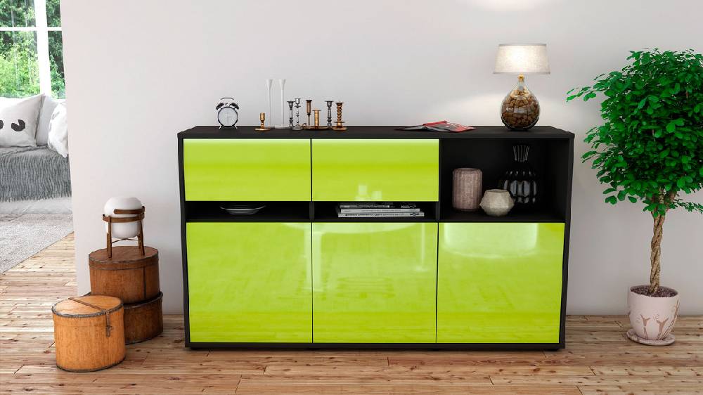 Stil Zeit Möbel Sideboard Dorotea, Grün (136x79x35cm) Super Rabatt