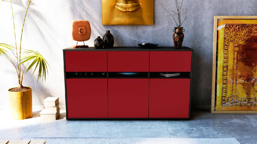 Stil Zeit Möbel Sideboard Dorinde, Bordeaux (136x79x35cm) Riesige Rabatte