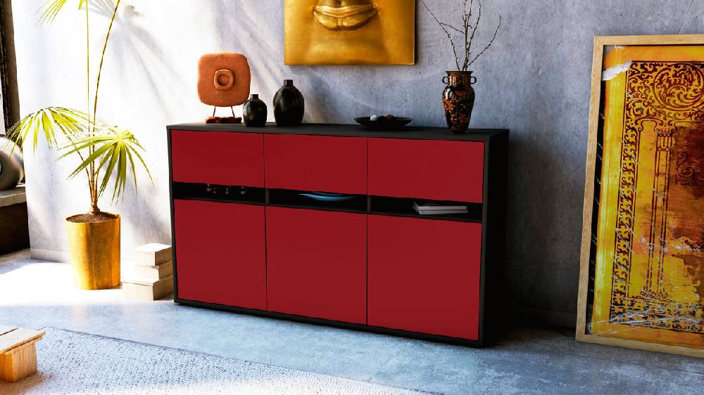 Stil Zeit Möbel Sideboard Dorinde, Bordeaux (136x79x35cm) Riesige Rabatte