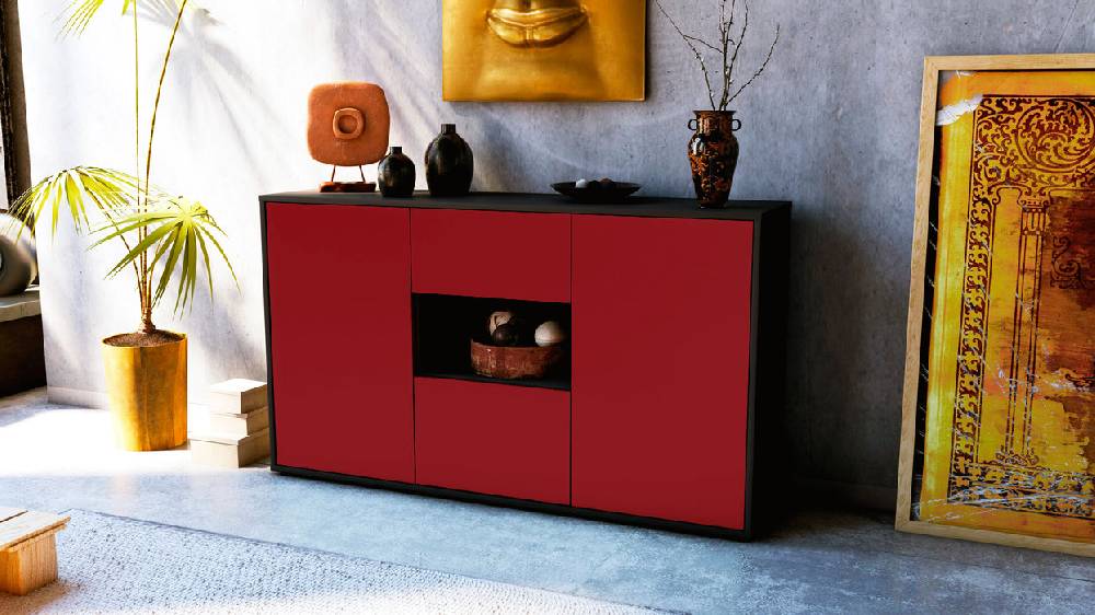 Stil Zeit Möbel Sideboard Doriana, Bordeaux (136x79x35cm) Clearance-Verkauf